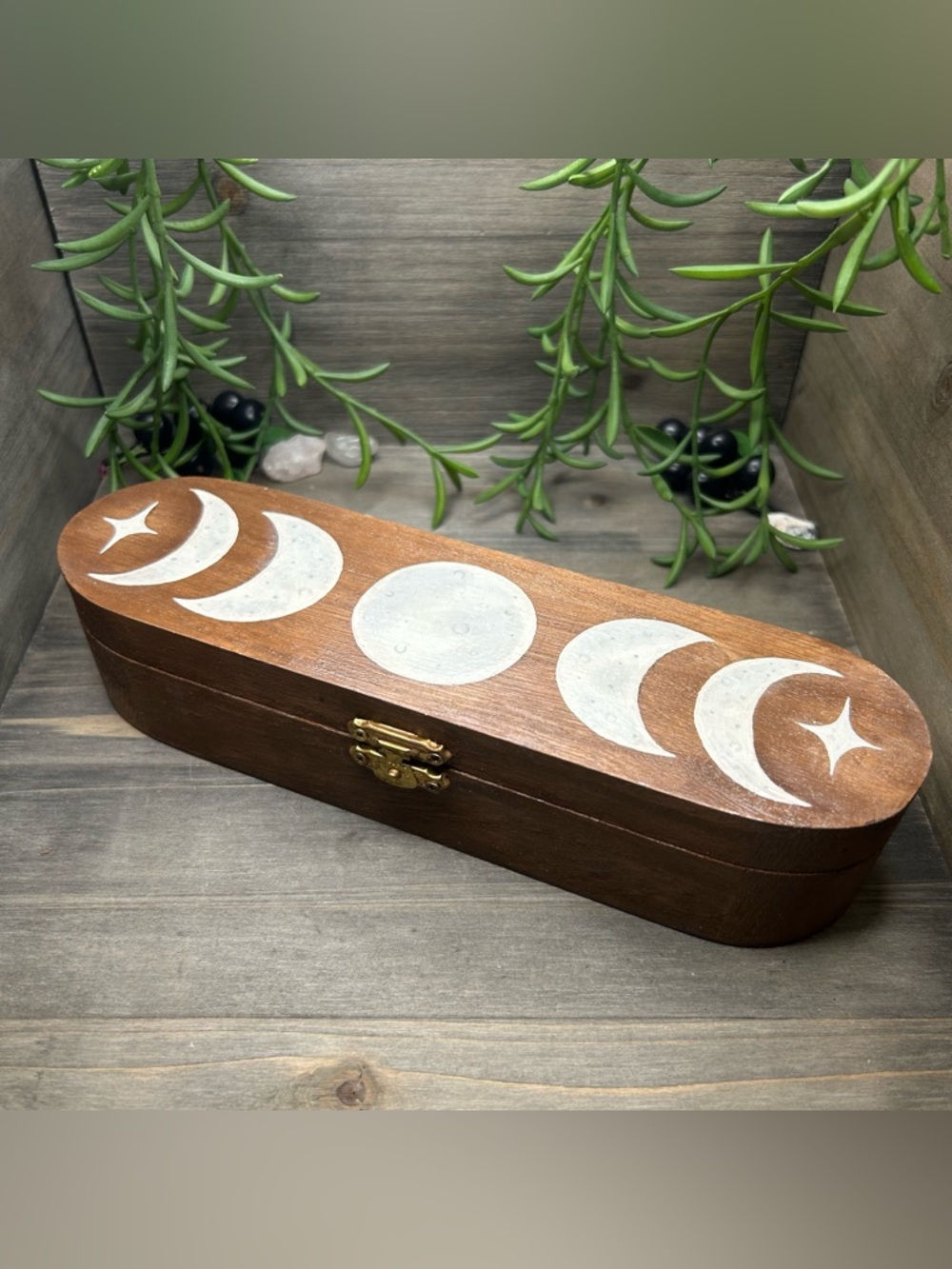 Hand-Painted Wooden Moon Phase Box